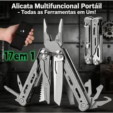 17 EM 1 Alicate Multifuncional Inox - Multiferramenta de Aço Inoxidável para Camping Montanhismo