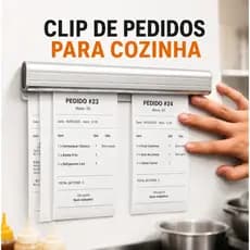 Porta Comanda 100cm em Aço Inox Comandeira Varal Para Restaurante, Pizzaria Bar Cozinha Comandas Pedido