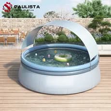 Piscina Inflável De 4500 Litros Com Guarda-Sol , Estrutura De Três Camadas , Feita De PVC .