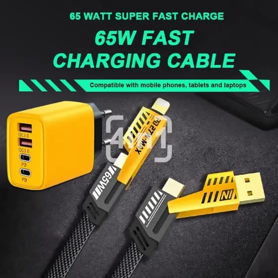 Carregador PD USD 120W 4 Portas De Carregamento Rápido Adaptador USB 3.0 Com Cabo Para Cabos iOS Tipo C JJ
