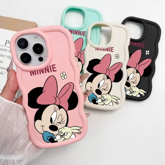 Capa Para iPhone 13 12 11 16 17 15 14 Pro Max XR 17Air XSMax Macaron Cor Silicone Caso De Telefone Minnie Mouse JJ