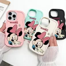 Macaron Cor Caso Para iPhone 13 12 11 16 Ar 17 15 14 Pro Max XR 17Air Xs Silicone Capa De Telefone Minnie Mouse JJ