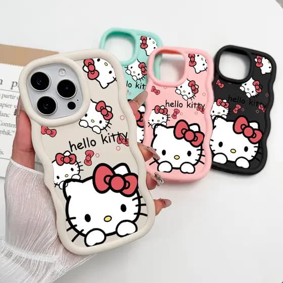 Macaron Cor Caso Para iPhone 13 12 11 16 Ar 17 15 14 Pro Max XR 17Air Xs Silicone Capa De Telefone Olá Kitty MKL JJ