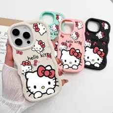 Macaron Cor Caso Para iPhone 13 12 11 16 Ar 17 15 14 Pro Max XR 17Air Xs Silicone Capa De Telefone Olá Kitty MKL JJ