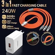 Cabo De Dados De Super Carregamento 3 Em 1 Micro USB Tipo-C iOS Multi-Port 240W Cabos Adaptadores Para Carregadores Rápi