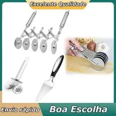 Cortador de massa de rolo de aço inoxidável cortador de ravioli de biscoito com várias rodas cortador de pizza faca