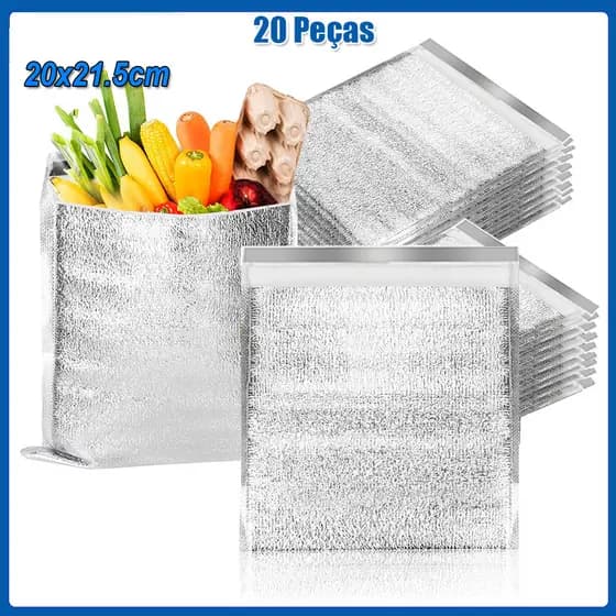 Sacos térmicos isolados de 20x21.5cm pacote com 20 forros térmicos para lancheira saco de isolamento à prova d'água
