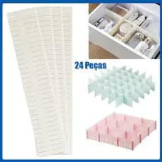 Kit com 24 Organizadores de Gaveta  em Plástico Divisórias e Modulares para Roupas Talheres e Acessórios