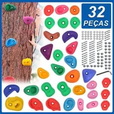 Kit 32 Agarras para escalada Iniciantes/Infantil com Parafusos para Madeira