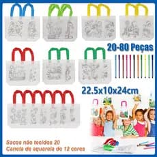 20/40/60/80 peças DIY marcador de cor saco de colorir pintura artesanal crianças artesanal não tecido saco