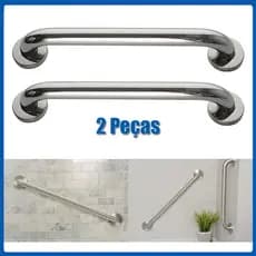 Kit 2 Barras de Apoio Inox 304 50cm para Banheiro - Corrimão de Segurança e Proteção para Idosos e Deficientes