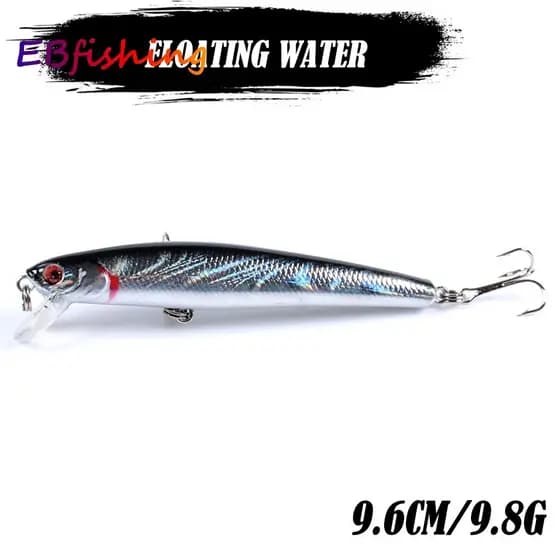 9.6cm/9.8g Isca De Pesca Minnow Para Robalo Truta Salmão Água Salgada Minno De Doce