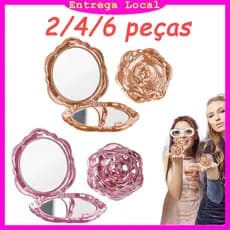2/4/6 Peças Espelho de maquiagem dupla face portátil, compacto espelho de maquiagem dobrável moda, espelho de viagem