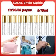 10/20/30 Frascos de vidro com spray dourado – Frasco vazio recarregável, embalagem de luxo, para kit de perfumaria DIY