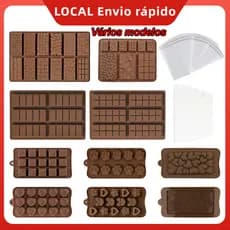 Forma de Silicone para Doces, Kit Chocolate com 2 Moldes, Espátula e 100 Sacos 6x24cm DIY Confeitaria