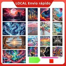 Pintura com Diamantes Quadrados 5D 30x30 40x30 70x40cm Arte Manual Relaxante DIY