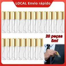 20 Frascos de vidro 5ml com spray dourado – Frasco vazio recarregável, embalagem de luxo, para kit de perfumaria DIY