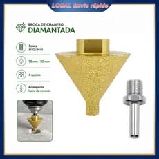 Broca Diamantada para Chanfro M10 M14 38/50mm para Polimento e Acabamento de Furos