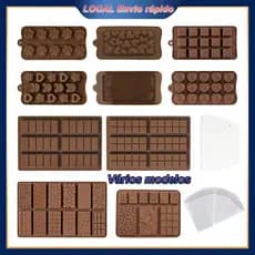 Kit Molde de Silicone Chocolate Bombom, 2 Peças com Espátula e 100 Sacos 6x24cm para Embalagem DIY Kit