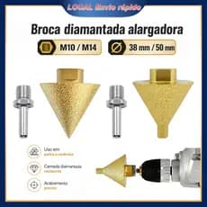 Broca Cônica de Diamante M10/M14 38mm 50mm para Chanfrar Rebarbar e Polir Furos