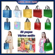 Pacote com 50 sacos reutilizáveis não tecidos – para Embalagem de Presentes, para Aniversários, Vários estilos