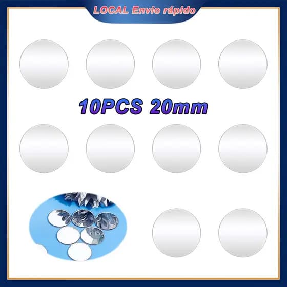 Kit 10 Espelhos Redondo Acrílico para Decoração de Parede de Sala Quarto Banheiro Espelho Moderno,20 x 20 mm,Prata