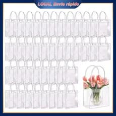 Sacola Reutilizável Transparente 40 Unid, PVC 28x28x11cm com Fecho para Compras, Festa, Loja e Presente