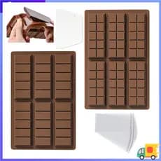 Molde de barra de Chocolate de Silicone de 2 peças, molde de cozimento antiaderente de qualidade alimentar, raspador, sa
