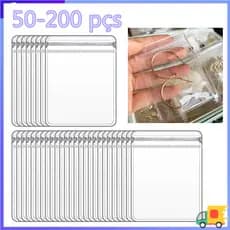 50-200 Saco selado para joias, reutilizável, saco organizador antipoeira transparente para joias