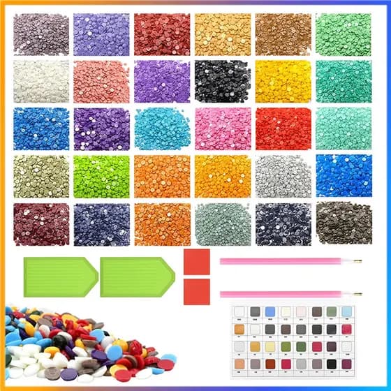 15.000 peças de contas de pintura diamante, redondas, Kit de acessórios de diamante de substituição de strass de resina,