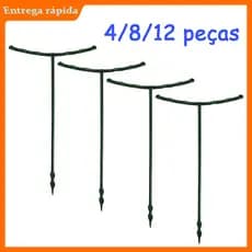 4/8/12 Peças estacas de suporte de plantas, anel de suporte de planta meio redondo, suporte de gaiola de plástico