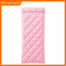 Bolsa de armazenamento para óculos de sol em couro rosa, bolsa de armazenamento, adequada para fones de ouvido e óculos