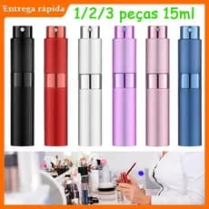 1/2/3 Peças Frasco Spray Recarregável 15 Ml Em Vidro E Alumínio Multiuso Com Tampa Giratória Portátil Para Perfume