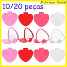 10/20 peças de espelho com capa protetora, pequeno espelho em forma de amor, espelho de maquiagem dobrável