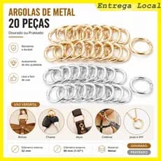 Argola Mosquetão Redonda Zincada 40mm, Acessório para Bolsa, Mochila e Artesanat