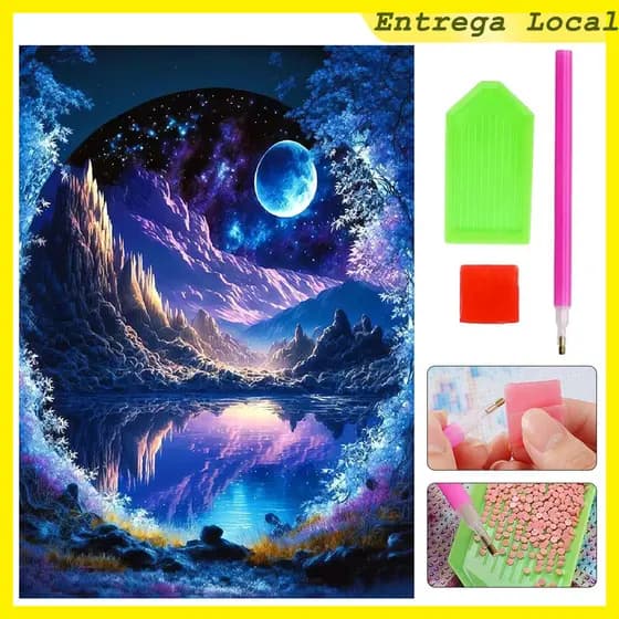 5D rodada pintura diamante "Blue Moon Paisagem" Pintura Da Arte 30x40 cm adequado para iniciantes