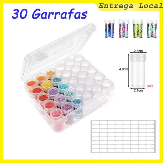 Kit de caixa organizadora de contas com 30 grades, caixa organizadora de contas transparentes, para diamantes