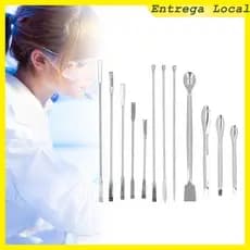 13 Peças espátulas de aço inoxidável para laboratório, colher de microamostra, colher de mistura de pontas duplas