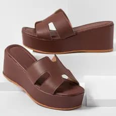Sandália Tamanco Feminino Sola Alta Plataforma Feminina Slide Modelo H Básica Casual