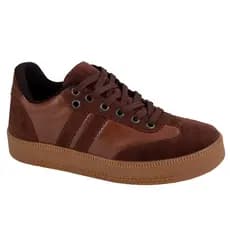 Tênis Feminino Casual Cadarço Tendência Moda Estilo Couro Sintético Caramelo