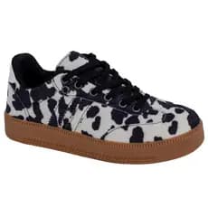 Tênis Feminino Casual Animal Print Cadarço Tendência Moda Estilo Sola Alta