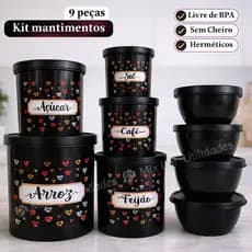 Kit de potes para mantimentos de cozinha com 5 peças + 4 potes plásticos