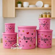 Kit 5 potes de mantimentos cozinha para armazenar alimentos