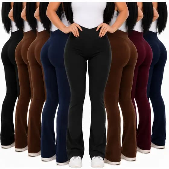 kit 2 Calça Legging Flare leg boca de sino bailarina Empina Bumbum Zero Transparência