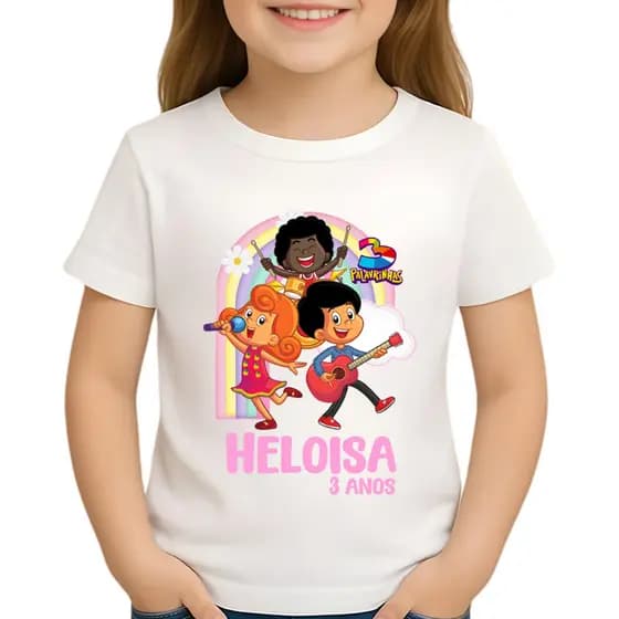 Camiseta personalizada 3 palavrinhas menina - Camiseta infantil 3 Palavrinhas menina (LEIA A DESCRIÇÃO)