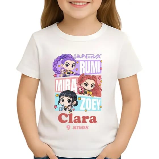 Camiseta Guerreiras Do K-pop personalizada com nome - Guerreiras Do K-pop Huntrix (LEIA A DESCRIÇÃO)