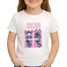 Camiseta Infantil Stitch Personalizada com nome - camiseta lilo e stitch infantil (LEIA A DESCRIÇÃO) - Mod 1
