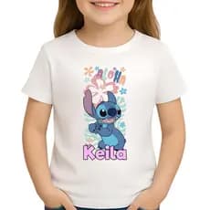 Camiseta Infantil Stitch Personalizada com nome - camiseta lilo e stitch infantil (LEIA A DESCRIÇÃO)