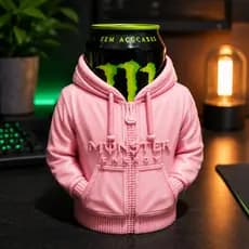 Porta lata Monster moletom para energético Monster + abridor 473ml