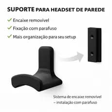 Suporte de Parede para Headset Gamer – Organizador de Fone com Fixação por Parafuso